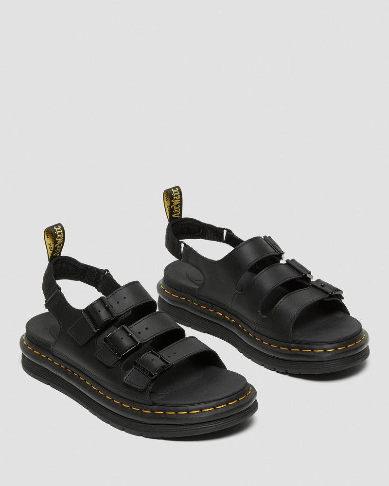 Dr Martens Soloman Men's Leren Sandalen Met Riem Heren Zwart | NL 165RVD